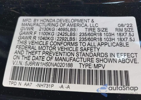 2022 Honda Cr-V 2Wd Ex z USA, uszkodzony, nr VIN 5J6RW1H50NA020188